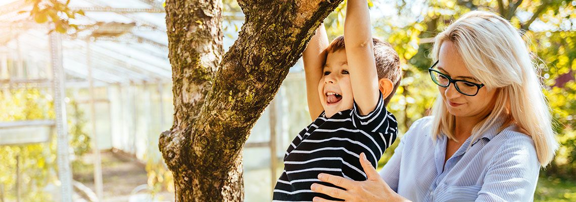 Happy child with his guardian