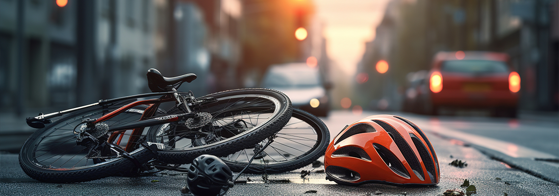 Accident with a bicycle on the road