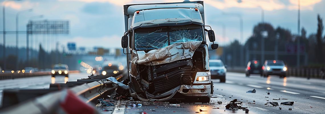 Crashed Truck in Highway