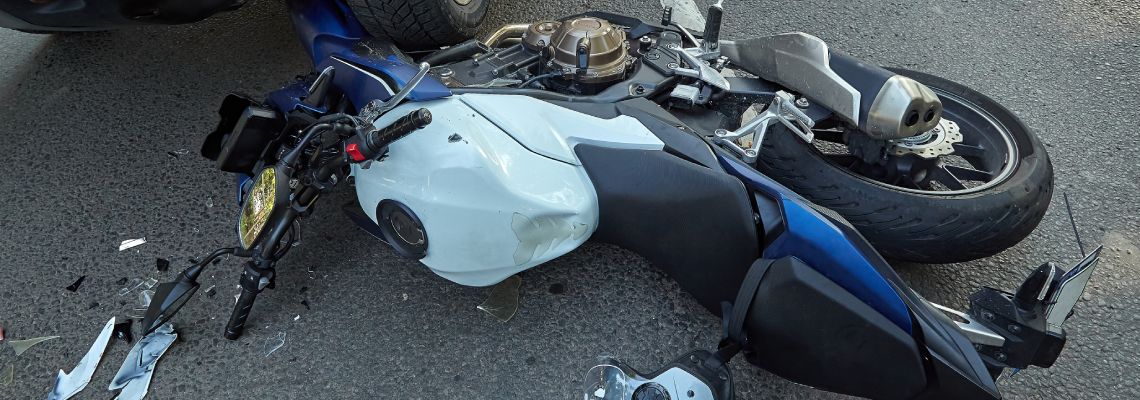 Crashed Motorcycle on road