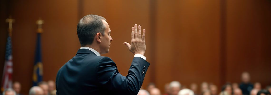 Man testifying in courtroom