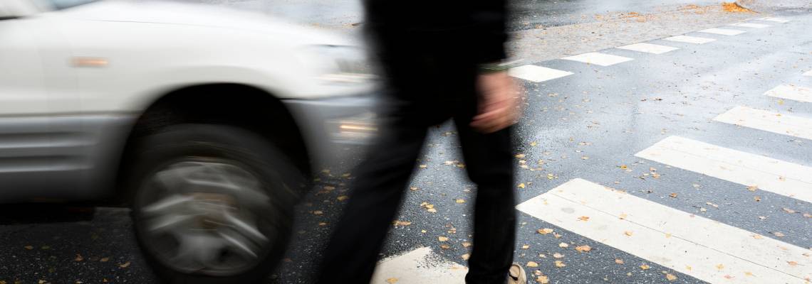 Car about to collide with pedestrian