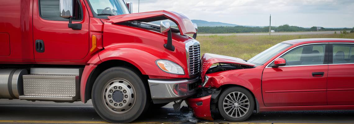 Head on collision between Truck and Car in highway