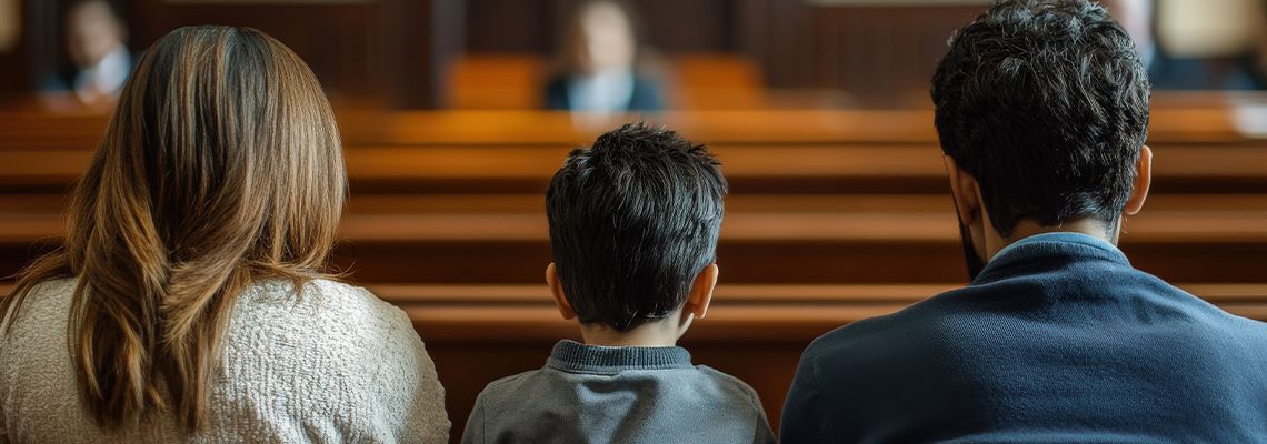 Divorced couple with child waiting for custody decision