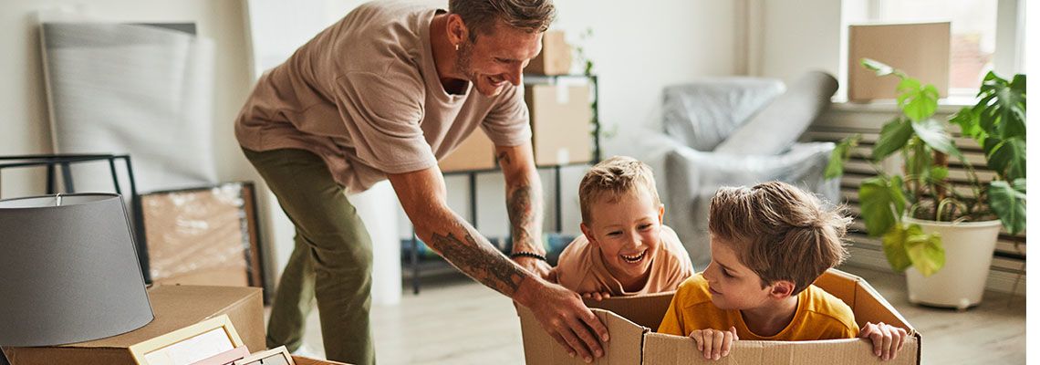 Father moving into new place with his sons