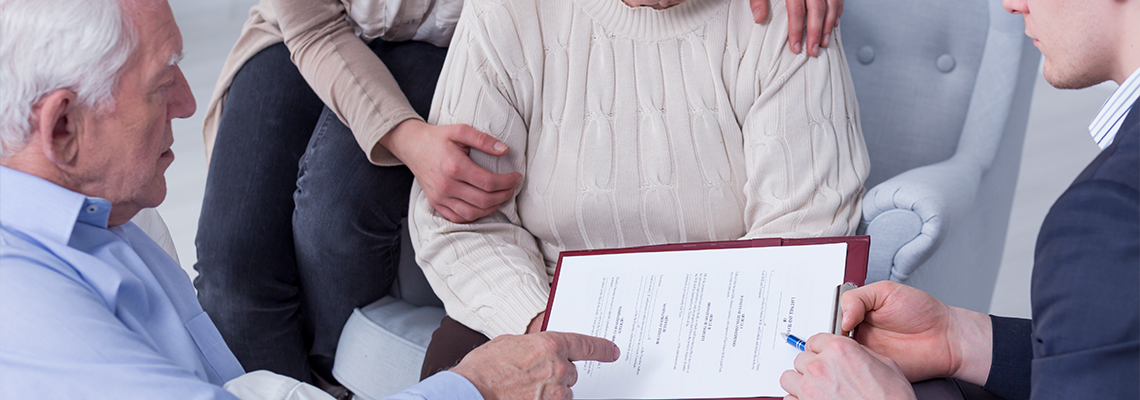 Discussing the details of the senior man's last will