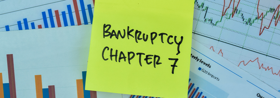 Concept of Bankruptcy Chapter 7 write on sticky notes