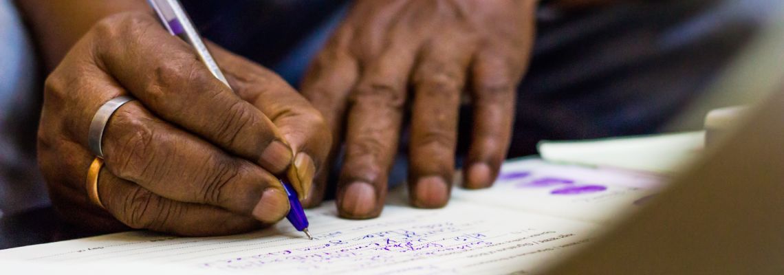 Old man preparing last will