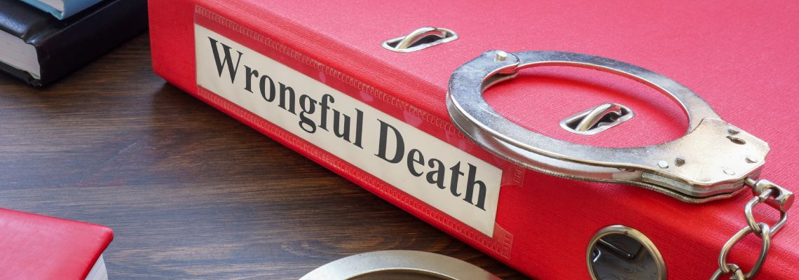 Wrongful Death file folder with handcuffs