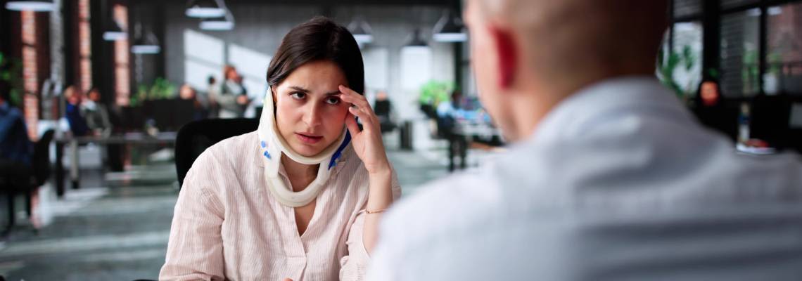Injured women consulting an attorney