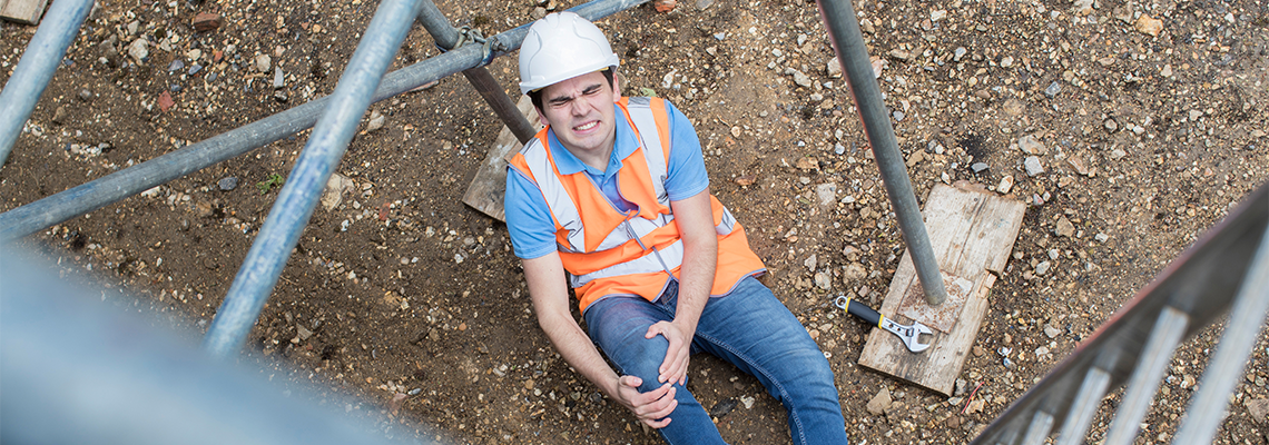 Construction Worker Falling Off Ladder And Injuring Leg