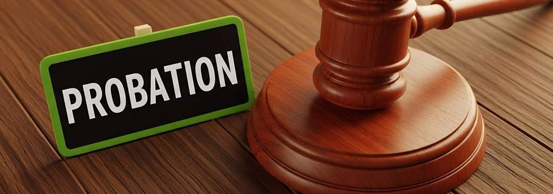 Sign with word Probation and Gavel in table