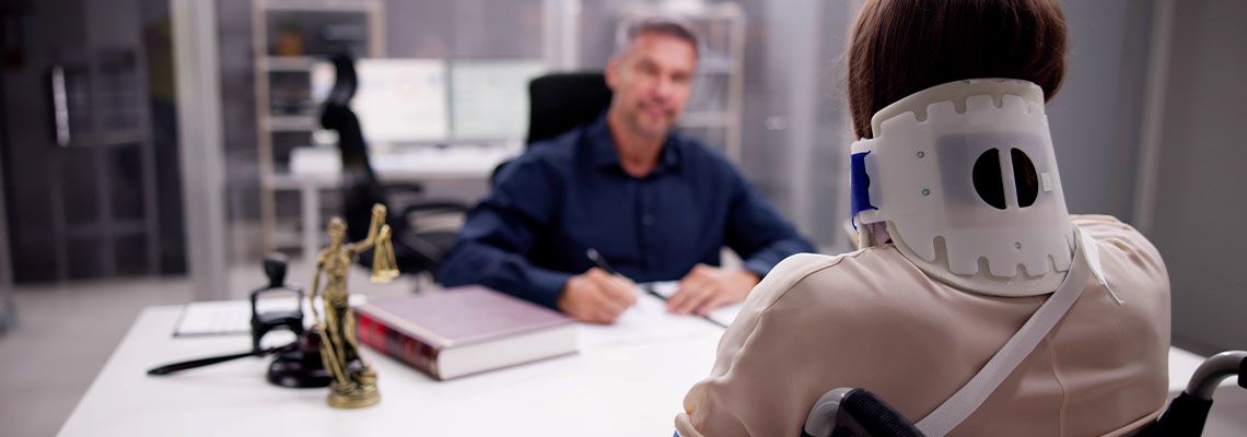 Injured women consulting attorney for legal options