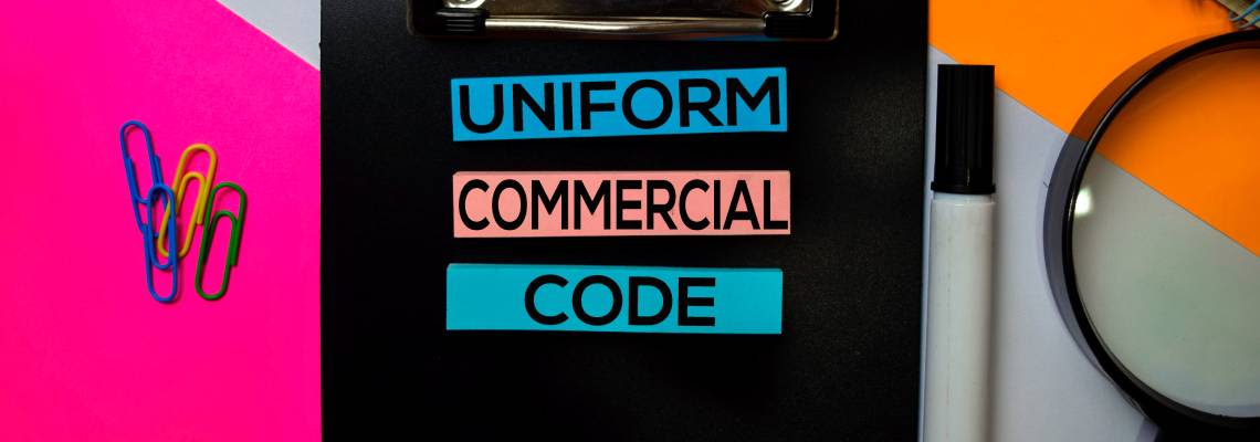 Uniform Commercial Code (UCC) text on sticky notes