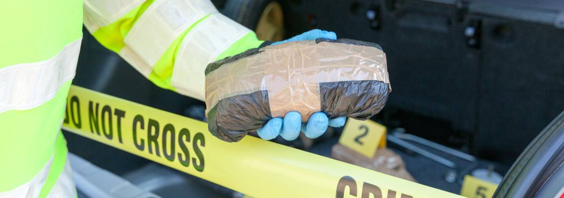 Crime scene with detained drugs