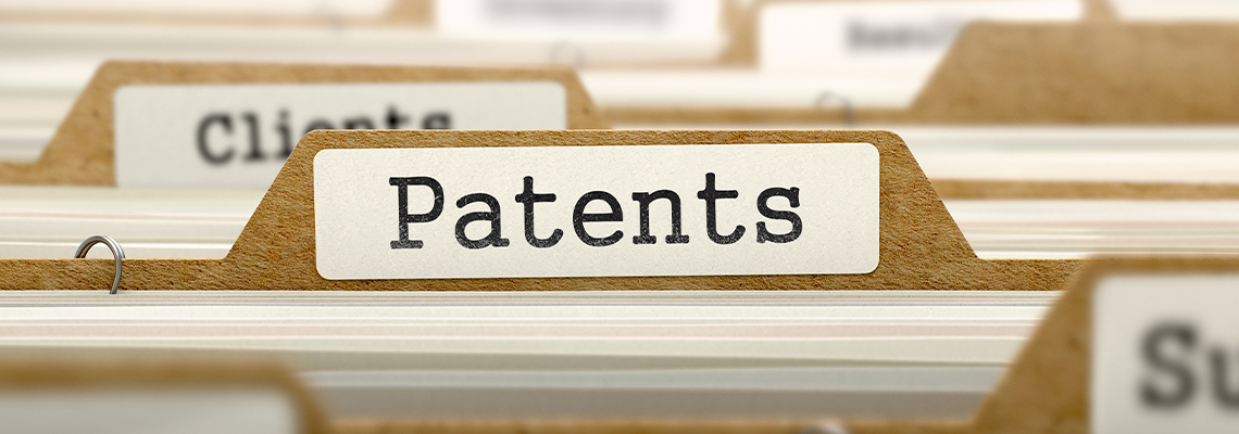 Patents Concept with Word on Folder