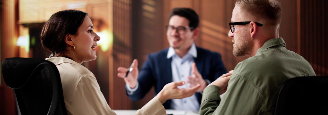 Mediator trying to resolve heated dispute among couples