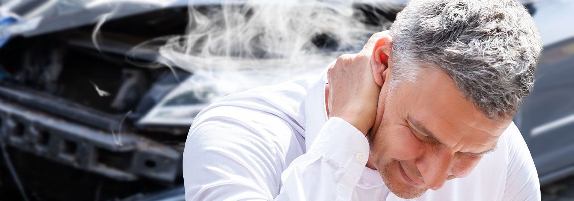 Man with whiplash injury after car accident