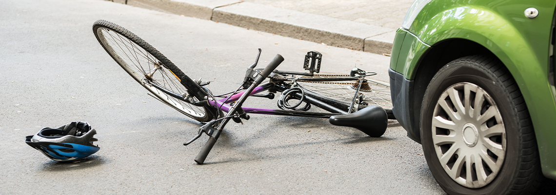 Bicycle After Accident On The Street with a Car