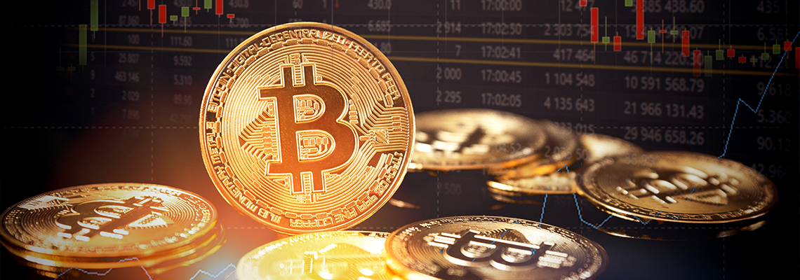 Bitcoin cryptocurrency, virtual money concept