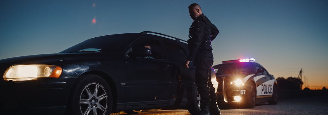 Car pulled over by police in highway