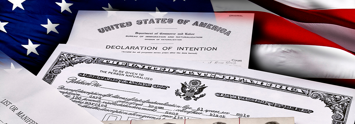 Immigration Identity Documents with US Flag