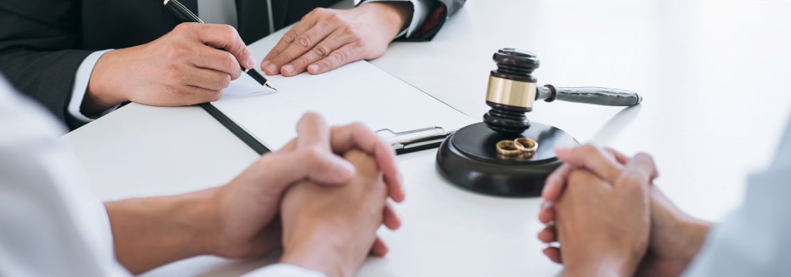 Couples with divorce attorney