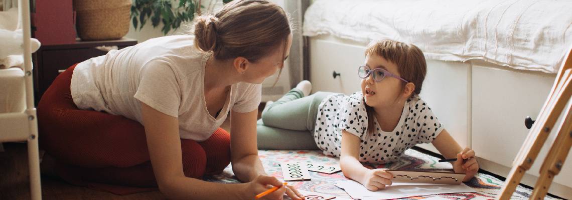 Child spending time with her mother