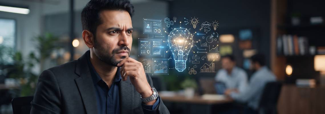 Businessman thinking of new idea