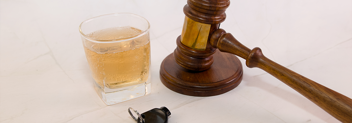 Legal consequences of drinking and driving with gavel