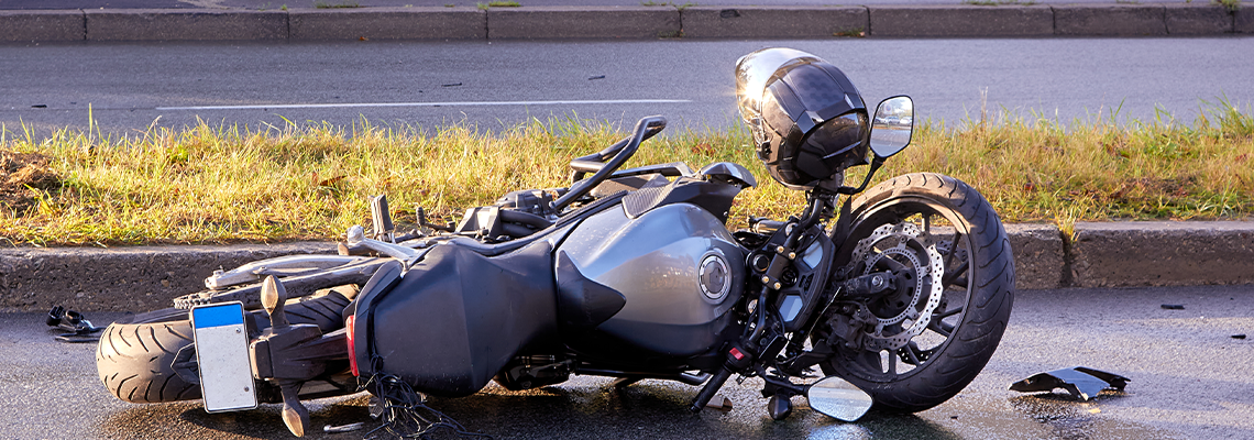 Damaged in a accident motorbike and a car