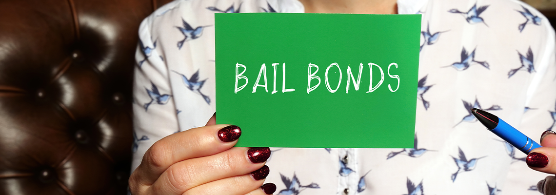 Business concept about BAIL BONDS with phrase on the piece of paper