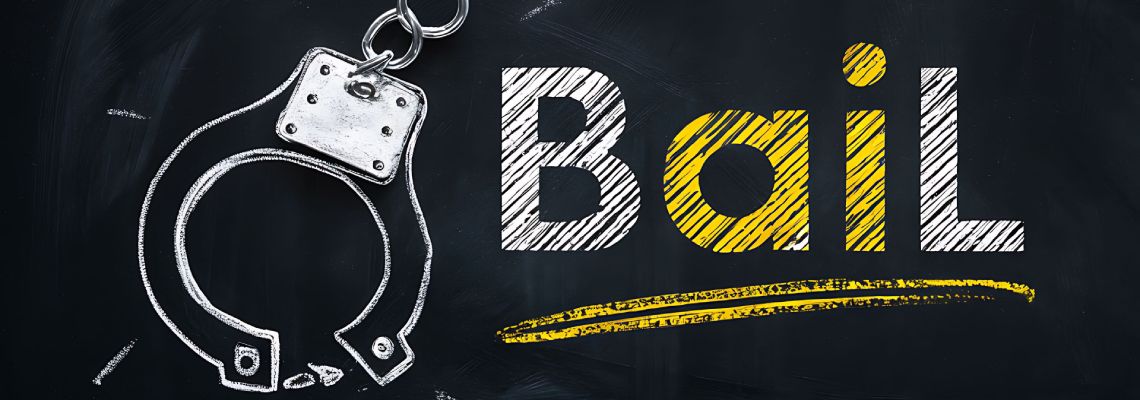 Word bail with open handcuff logo