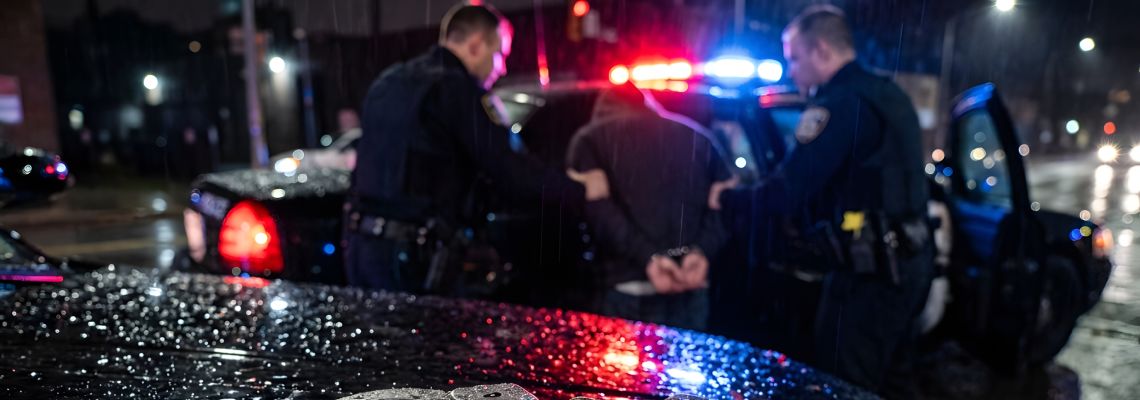 Officers arresting a man