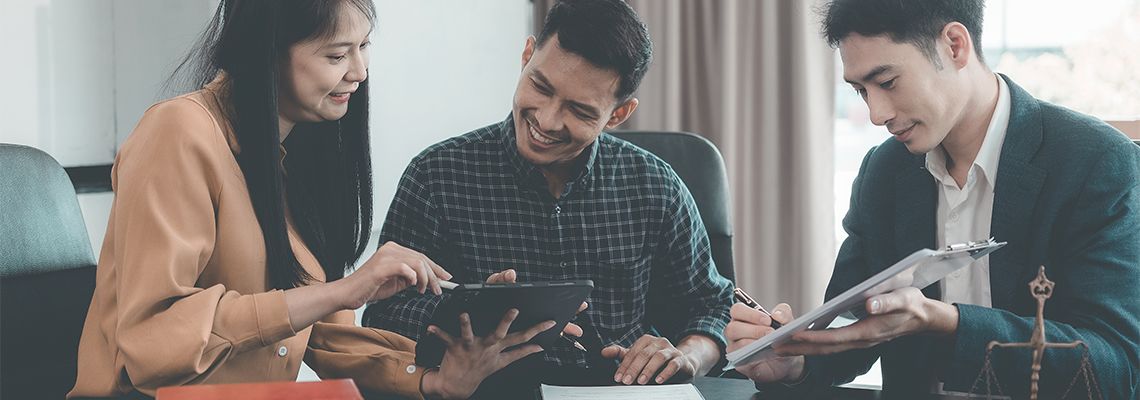 Businessman consulting with attorney