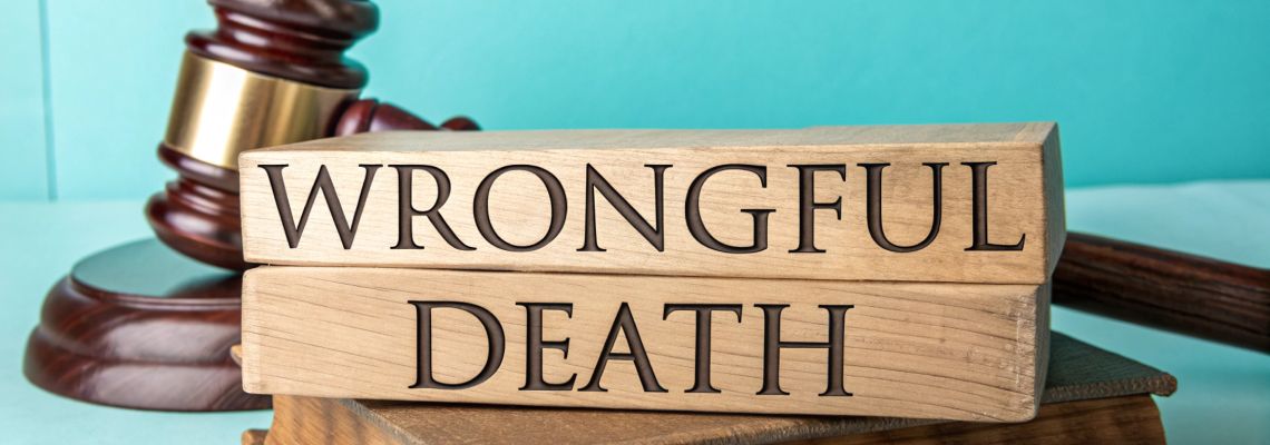 Wrongful Death word on wooden block with gavel