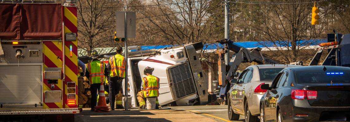 Truck crash on highway