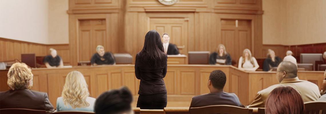 Attester talking to magistrate in court