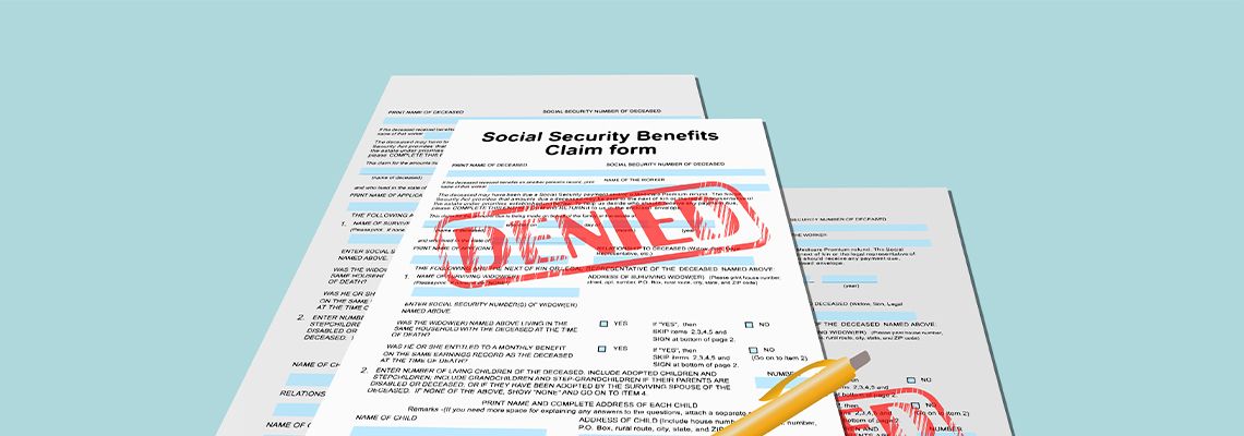 Denied stamp on social security claim form