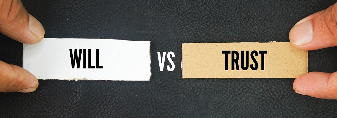 Paper with the words trust vs will