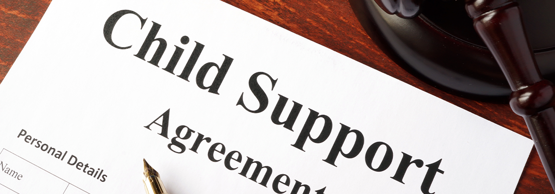 Child support agreement on an office table