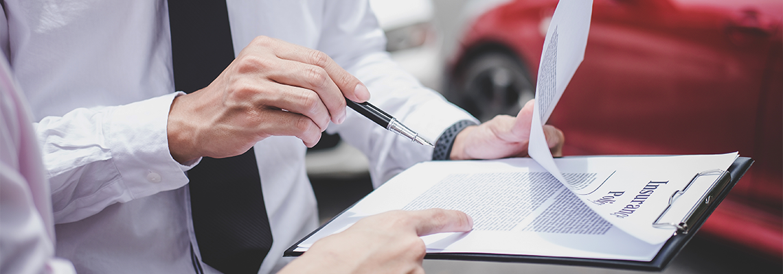 Traffic Accident and insurance concept, Insurance agent working on report form