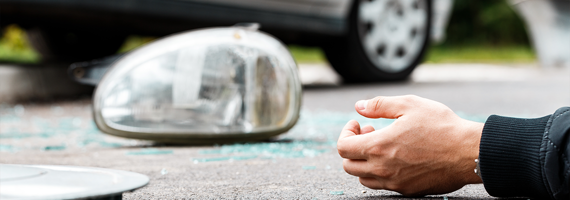 Close-up of person hand after accident