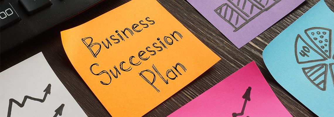 Business Succession Plan written in sticky note