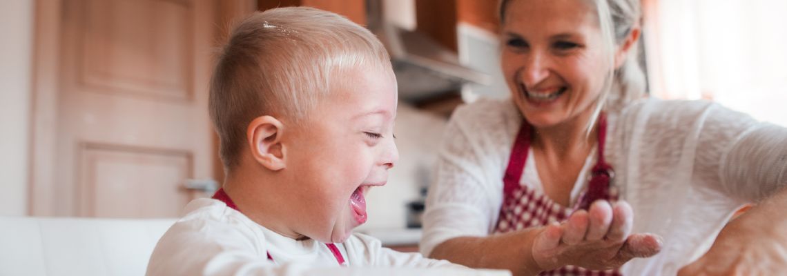 Special need child enjoying his time with his mother