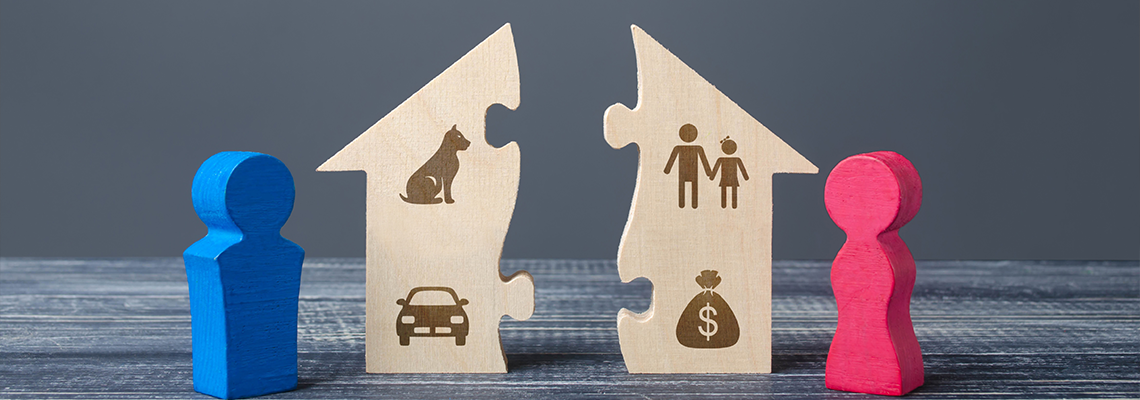 Husband and wife divide a house in a divorce process