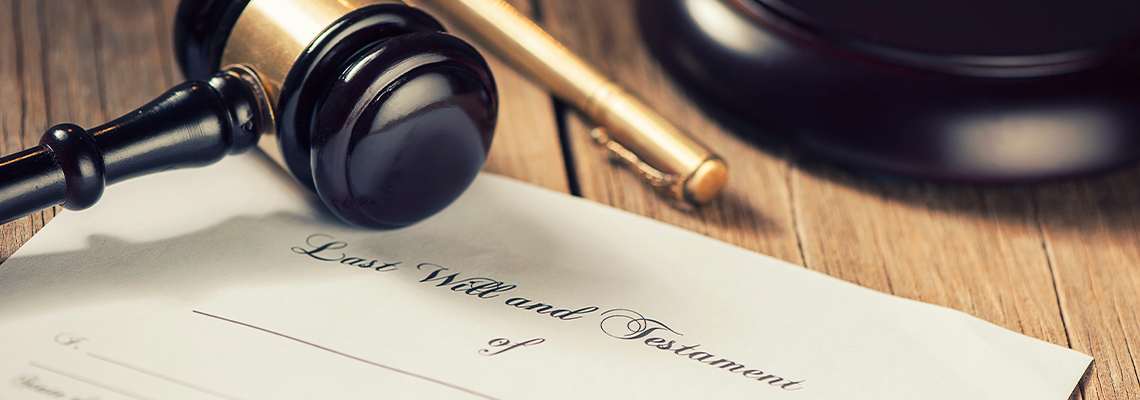Last will and testament form with gavel
