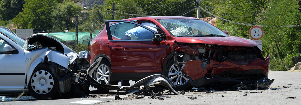 Crash where two cars are involved in a road