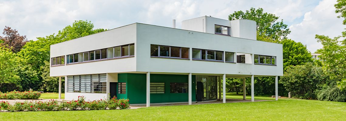 Villa Savoye, a modernist villa and gatelodge in Poissy