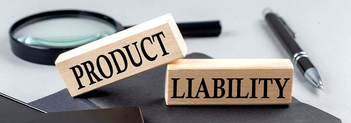 PRODUCT LIABILITY text on wooden block
